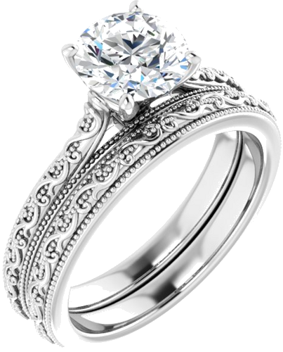 14K White  7 mm Round Solitaire Engagement Ring Mounting (6)