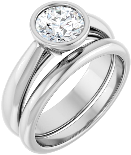 Sužadėtuvių Žiedas „Bezel-Set Solitaire“ 14k white gold Round 6.5mm (6)