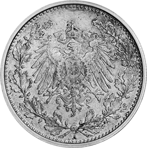 Half Mark Wilhelm II (1905-1919) German Empire Silver Coin (2)