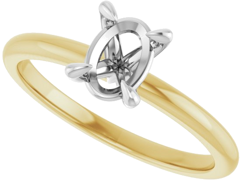 14K Yellow White 7 x 5 mm Oval Engagement Ring Mounting (5)