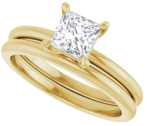 Sužadėtuvių Žiedas „Claw-Prong“ 14k yellow gold Square 5mm (10)