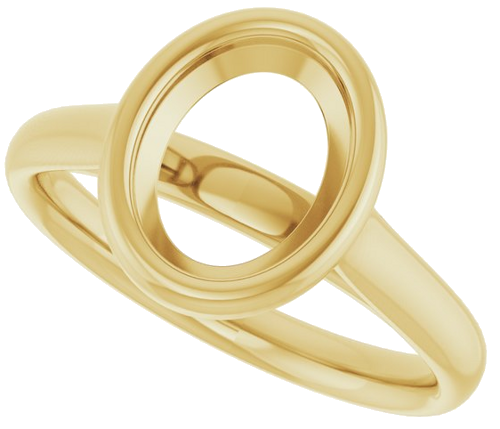 Sužadėtuvių Žiedas „Bezel-Set Solitaire“ 750 Geltonojo Aukso Oval 9mm x 7mm (5)