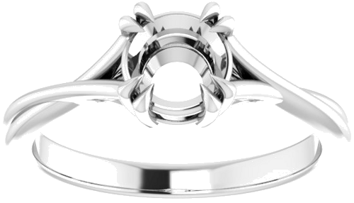 14K White 6 mm Round Solitaire Engagement Ring Mounting (3)