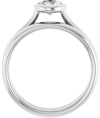 Sužadėtuvių Žiedas „Bezel-Set Solitaire“ 585 Baltojo Aukso Oval 7mm x 5mm (7)