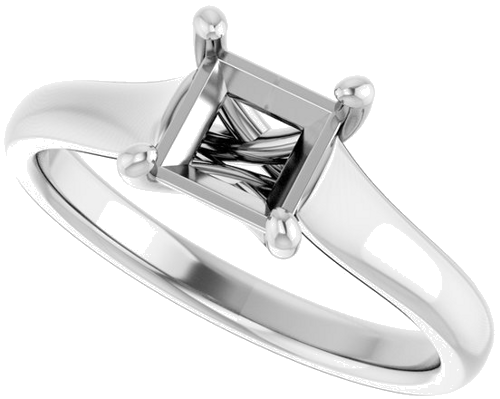 Sužadėtuvių Žiedas „Solitaire“ 585 Baltojo Aukso Square 5.5mm (5)