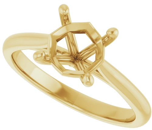 14K Yellow 7 mm Cushion Solitaire Engagement Ring Mounting (5)