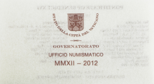 2012 Vatikanas Popiežius Benediktas XVI Proof euro monetų rinkinys su 50 eurų auksine moneta (4)