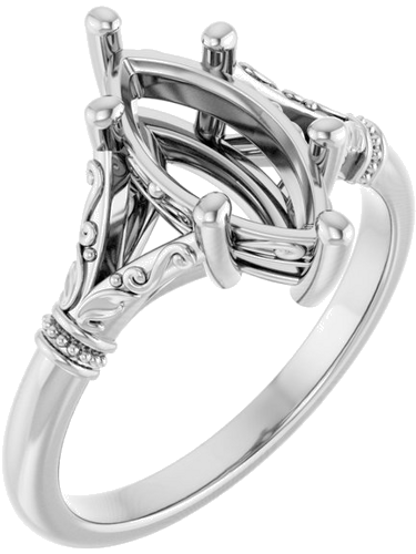 Sužadėtuvių Žiedas „Sculptural“ 14k white gold Marquise 12mm x 6mm (1)
