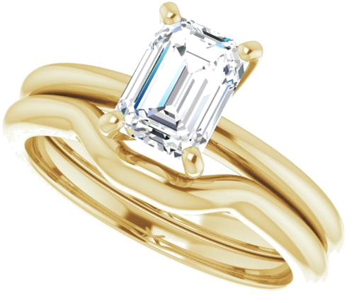 Sužadėtuvių Žiedas „Solitaire“ 585 Geltonojo Aukso Emerald 7mm x 5mm (10)