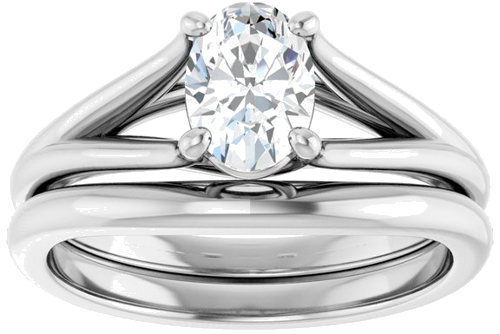 Sužadėtuvių Žiedas „Solitaire“ 14k white gold Oval 7mm x 5mm (8)