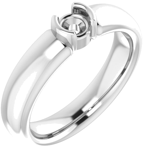 Sužadėtuvių Žiedas „Half Bezel Solitaire“ 585 Baltojo Aukso Round 4.1mm (1)