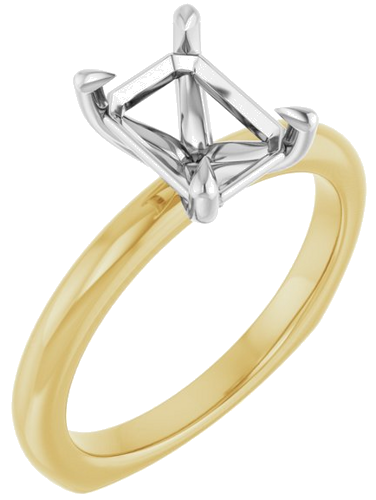 Sužadėtuvių Žiedas „Claw-Prong Euro Shank“ 14k yellow/white gold Emerald 8mm x 6mm (1)