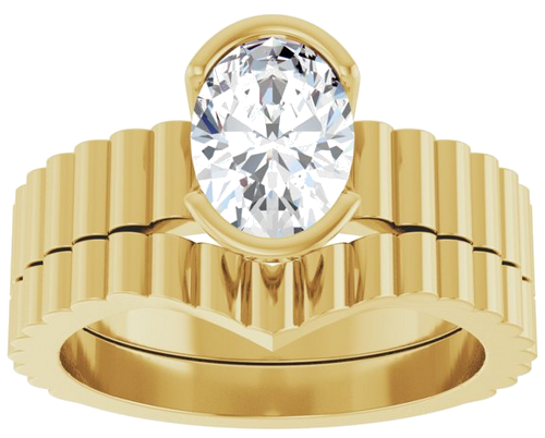 Sužadėtuvių Žiedas „Half-Bezel Solitaire“ 14k yellow gold Oval 8mm x 6mm (8)