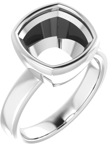 14K White 10 mm Cushion Solitaire Engagement Ring Mounting (1)