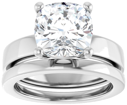 Sužadėtuvių Žiedas 14k white gold Cushion 9mm (8)