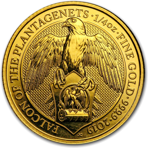 2019 Sakalas Karalienės žvėrys 1/4 oz auksinė moneta (1)