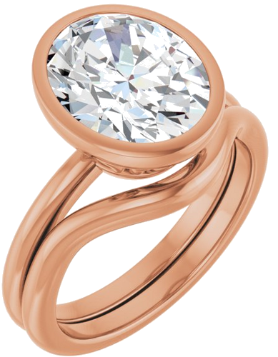 Sužadėtuvių Žiedas „Bezel-Set“ 14k rose gold Oval 11mm x 9mm (6)