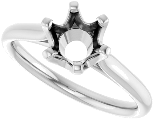 14K White 6.5 mm Round Solitaire Engagement Ring Mounting (5)