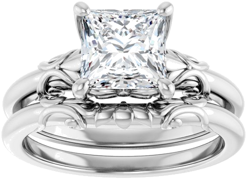 Sužadėtuvių Žiedas „Solitaire“ 14k white gold Square 6.5mm (8)