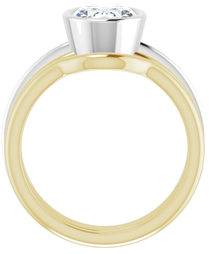 Sužadėtuvių Žiedas „Bezel-Set Solitaire“ 14k yellow/white gold Oval 9mm x 7mm (7)