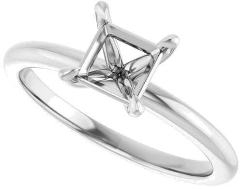 Sužadėtuvių Žiedas „Claw-Prong“ 10k white gold Square 5mm (5)