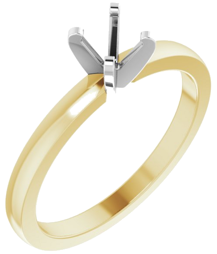 14K Yellow White 4.2-4.9 mm Round Solitaire Engagement Ring Mounting (1)