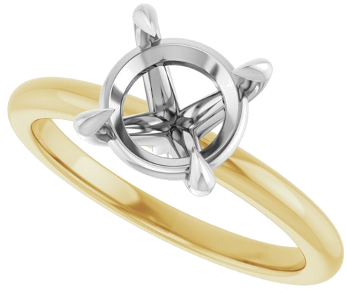 14K Yellow White 8.2 mm Round Solitaire Engagement Ring Mounting (5)