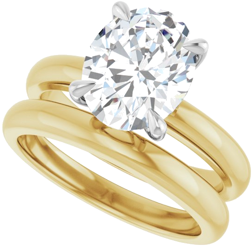 Sužadėtuvių Žiedas „Solitaire“ 585 Baltojo Ir Geltonojo Aukso Oval 10mm x 8mm (10)