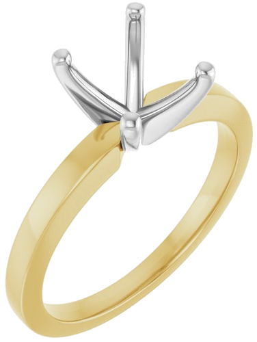 14K Yellow White 9x7 mm Oval Solitaire Engagement Ring Mounting (1)