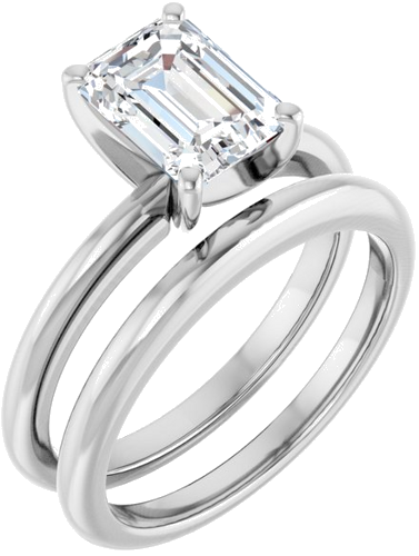 Platinum  8x6 mm Emerald Solitaire Engagement Ring Mounting (6)