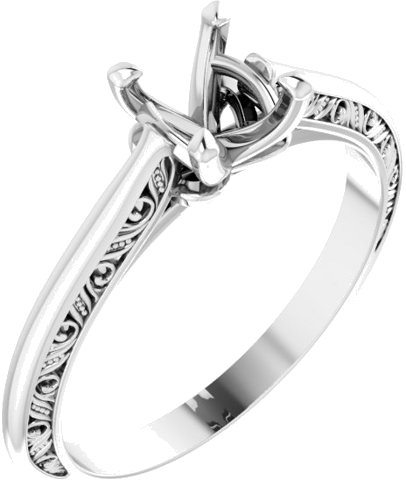 14K White 5.8 mm Round Sculptural Engagement Ring Mounting (1)