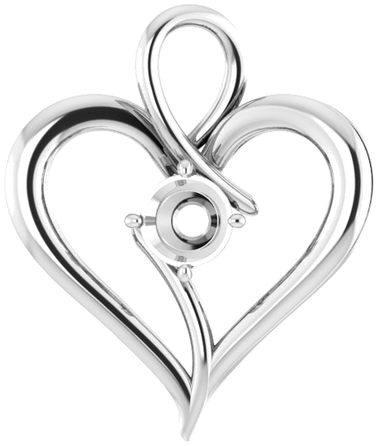 Pakabukas „Heart“ 585 Baltojo Aukso Round 5.2mm (1)