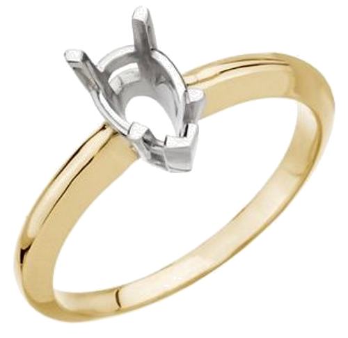 Sužadėtuvių Žiedas „Solitaire“ 14k yellow/white gold Pear 12mm x 8mm (1)