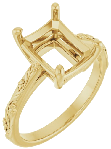Sužadėtuvių Žiedas „Solitaire“ 14k yellow gold Emerald 10mm x 8mm (1)