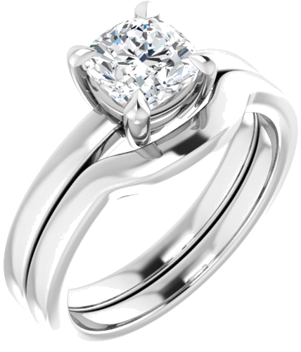 Sužadėtuvių Žiedas „Solitaire“ 585 Baltojo Aukso Cushion 6mm (6)