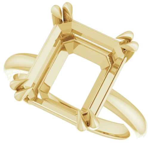 Sužadėtuvių Žiedas „Double Claw-Prong Solitaire“ 14k yellow gold Emerald 12mm x 10mm (5)