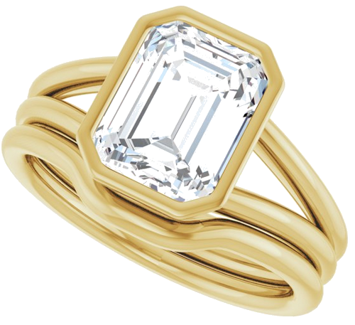 Sužadėtuvių Žiedas „Bezel-Set Solitaire“ 14k yellow gold Emerald 9mm x 7mm (10)