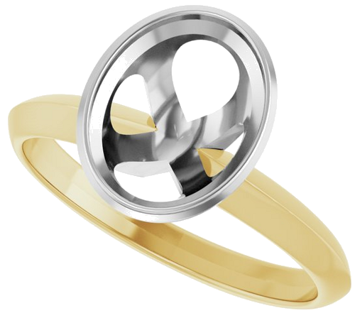 Sužadėtuvių Žiedas „Bezel-Set Solitaire“ 14k yellow/white gold Oval 9mm x 7mm (5)