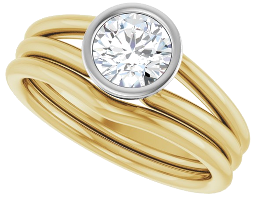 Sužadėtuvių Žiedas „Bezel-Set Solitaire“ 18k yellow/white gold Round 6mm (10)