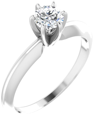 14K White 4.2-4.9 mm Round 6-Prong Comfort-Fit Solitaire Ring Mounting (6)