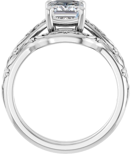 Sužadėtuvių Žiedas „Solitaire“ 14k white gold Emerald 8mm x 6mm (7)