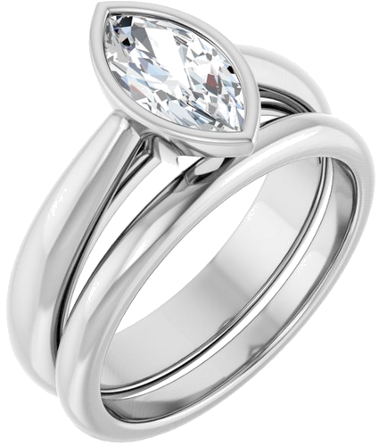 Sužadėtuvių Žiedas „Bezel-Set Solitaire“ 10k white gold Marquise 9.5mm x 5mm (6)