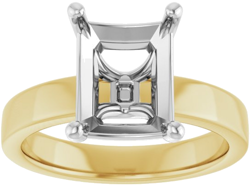 Sužadėtuvių Žiedas „Solitaire“ 14k yellow/white gold Emerald 10mm x 8mm (3)