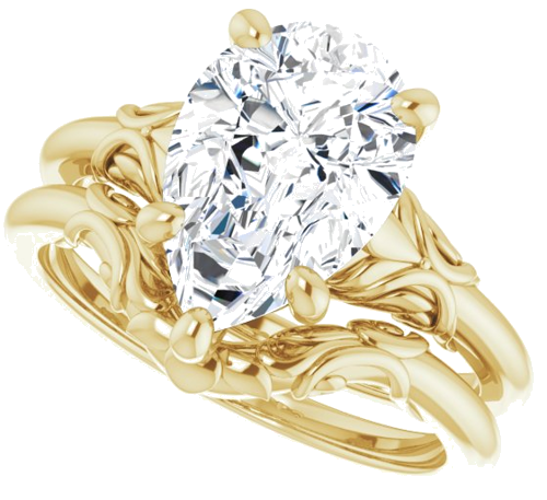 Sužadėtuvių Žiedas „Solitaire“ 10k yellow gold Pear 12mm x 8mm (10)