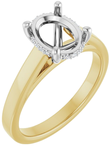 Sužadėtuvių Žiedas „Hidden Halo-Style“ 14k yellow/white gold Oval 9mm x 7mm (1)