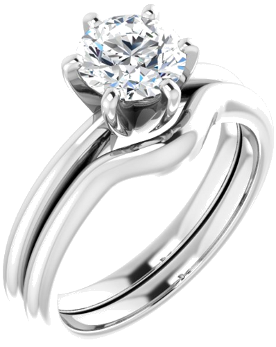 Sužadėtuvių Žiedas „Solitaire“ 18k white gold Round 6.5mm (6)