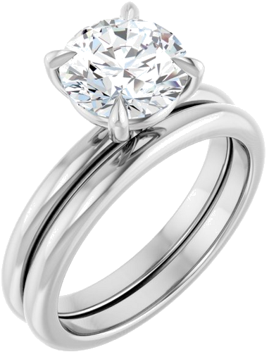 14K White 8 mm Round Solitaire Engagement Ring Mounting (6)