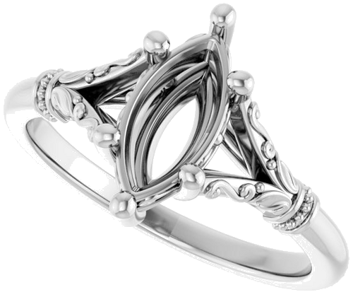 Sužadėtuvių Žiedas „Sculptural“ 14k white gold Marquise 10mm x 5mm (5)