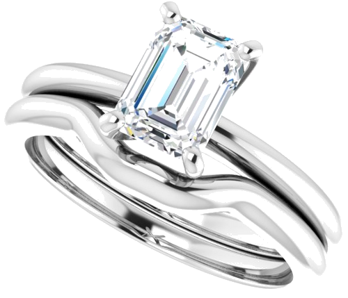 Sužadėtuvių Žiedas „Solitaire“ 585 Baltojo Aukso Emerald 7mm x 5mm (10)