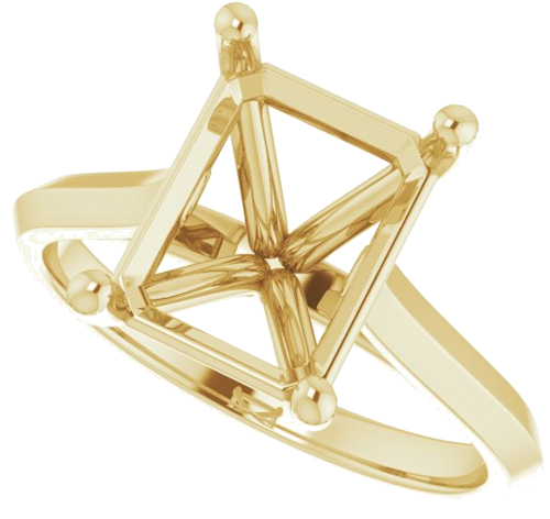 10K Yellow 10x8 mm Emerald Solitaire Engagement Ring Mounting (5)